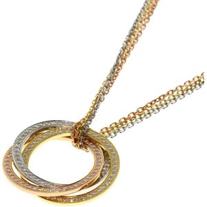 Cartier Trinity Diamond 3 Row Necklace K18 Yellow Gold/K18WG/K18PG Women's