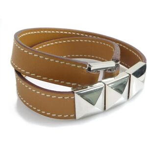 Hermes Bracelet Medor Leather/Metal Brown/Silver Unisex