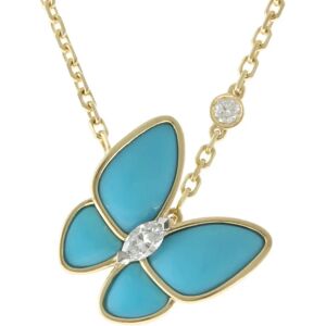 VAN CLEEF & ARPELS De Papillon Necklace K18 Yellow Gold Turquoise Women's