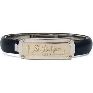 S.Bulgari With Pression Closure Leather,Metal Bangle Champagne Gold,Navy,Silver