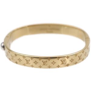 LOUIS VUITTON Cuff Nanogram Bracelet M00251 Size S Metal Gold Silver Bangle Vuitton