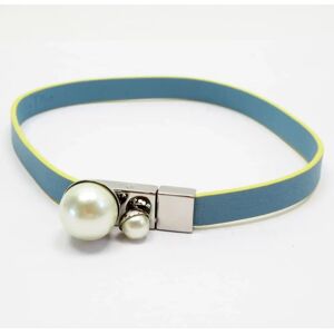 Christian Dior Choker [S] Blue x Yellow Silver Pearl White Leather Metal Material Fake