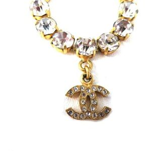 Chanel Rhinestone Cocomark 95A Brand Accessories Necklace Women's