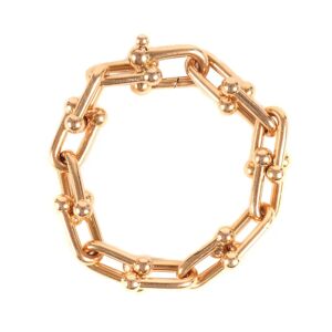 Tiffany & Co. TIFFANY&Co.  Hardware Large Link Bracelet AU750 K18YG HardWear Jewelry Yellow Gold Made in Italy Accessories Men's