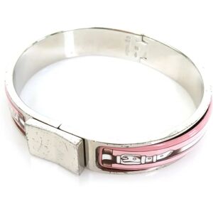 Hermes Bangle Bracelet Click Crack Metal/Enamel Silver/Pink/White Ladies