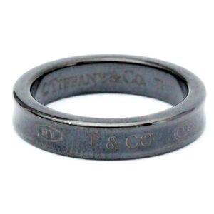 Tiffany & Co. TIFFANY 1837 Narrow Ring Titanium Fashion No Stone Band Ring Black