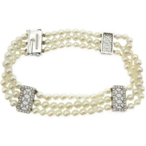 Tiffany & Co. TIFFANY Ziegfeld Baby Pearl Pt950 3 Veil Bracelet Platinum / Diamond 0141 & Co. Ladies