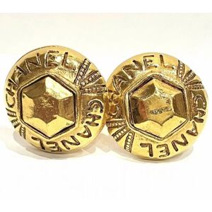 Chanel Gold Round Vintage Brand Accessories Earrings Ladies