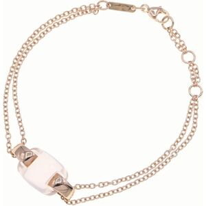 Salvatore Ferragamo Ferragamo Bracelet Rose Quartz 750PG Pink Gold Bangle Stone Women's Double Salvatore