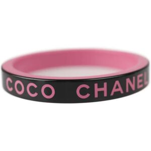 Chanel bangle AB8421 resin black pink logo CC mark B22S