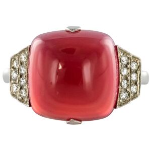 Baume & Mercier Art Deco Style 7.70 Carat Chalcedony Diamond White Gold Ring