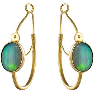 Baume & Mercier Baume 3.20 Carat Cabochon Opal Hoop Gold Earrings