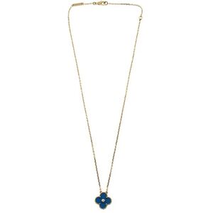 VAN CLEEF & ARPELS Limited Edition 18K Gold Celestial Blue Porcelain Alhambra Pendant