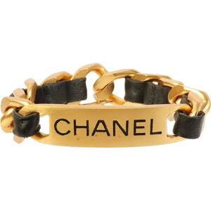 Chanel 1995 Made Logo Plate Chain Bracelet Black