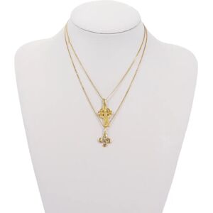 Vintage Necklaces made of two Cross pendants and two 750 yellow gold Gourmette chains