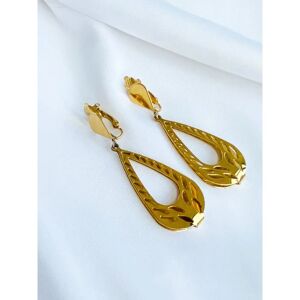 Vintage Trifari Gold Plated Earrings, 1980s - Size: L 2 in Condition: ExcellentThis item has been used and may have some minor flaws. Before purchasing, please refer to the images for the exact condition of the item.