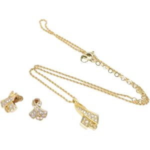 Christian Dior Necklace Pierce Set Gold Tone Auth am4857