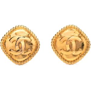 Chanel Gold Rhombus Logo Clip-on Earrings, GoldThis item has been used and may have some minor flaws. Before purchasing, please refer to the images for the exact condition of the item.