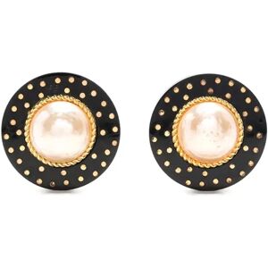 Chanel Studded Bakelite Pearl Clip-on Earrings, Black/Gold PlatedThis item has been used and may have some minor flaws. Before purchasing, please refer to the images for the exact condition of the item.