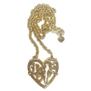 Moschino Vintage golden chain necklace with large arabesque heart design pendant top