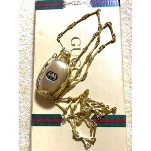 Gucci Vintage golden perfume bottle necklace with logo mark on top