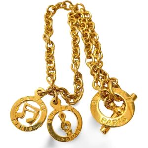 Celine Vintage golden chain necklace with music note charm top