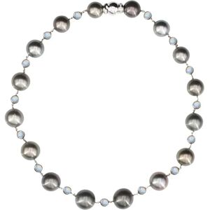 Vintage Baume Creation Tahitian Pearl Moonstone 18 Karat White Gold Necklace