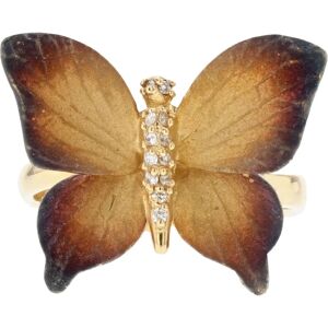 Baume & Mercier Enamel Diamond and Yellow Gold Butterfly Ring