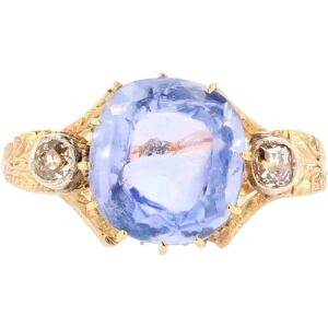 Vintage 19th Century Natural Sapphire Diamonds 18 Karat Yellow Gold Ring