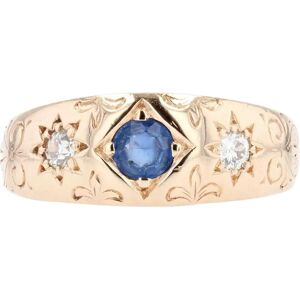 Vintage 1900s Sapphire Diamond 14 Karat Rose Gold Bangle Ring