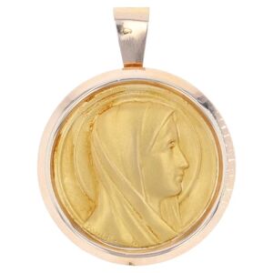 Vintage French Antique 18 Karat Rose Yellow Gold Haloed Virgin Mary Medal