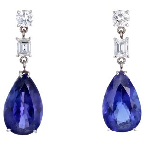 Baume & Mercier Baume Creation 16 Carats Tanzanite Diamond 18 Karat White Gold Dangle Earrings