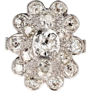 Vintage 1950s 2.65 Carat Diamonds 18 Karat White Gold Flower Ring