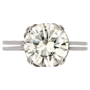 Vintage 1950s Retro 3.20 Carat Diamond White Gold Solitary Ring