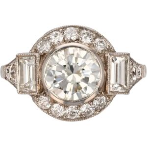 Vintage New Art Deco Style Diamond Platinum Ring