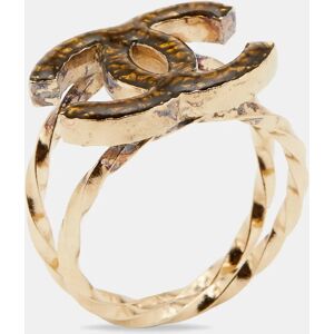 Chanel CC Resin Gold Tone Ring Size 53, Gold