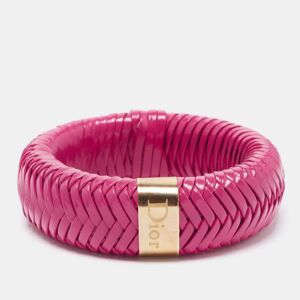 Christian Dior Leather Gold Tone Wide Bracelet