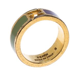 The Fendista Bicolor Enamel Gold Tone Band Ring Size EU 51, Multicolor