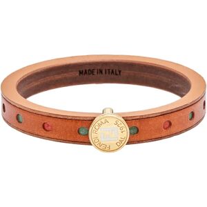 Fendi Wood Leather Multi Color Gold Tone Metal Bangle Bracelet, Gold