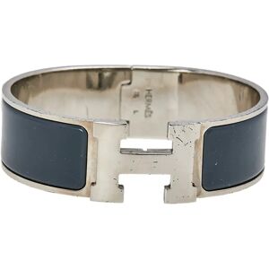 Hermes Hermès Clic Clac H Grey Enamel Palladium Plated Wide Bracelet PM, Grey