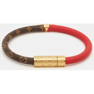 LOUIS VUITTON Daily Confidential Leather Canvas Gold Tone Bracelet