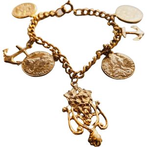 Vintage 1980s Charm Bracelet - 18 Carat Gold Plated Vintage Deadstock