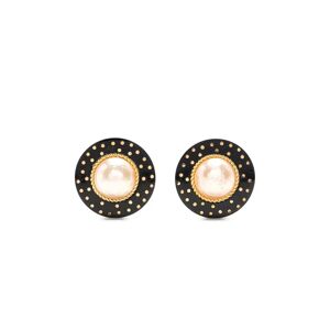 Chanel Studded Bakelite Pearl Clip-on Earrings, Black/Gold PlatedThis item has been used and may have some minor flaws. Before purchasing, please refer to the images for the exact condition of the item.