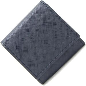 Prada coin case navy leather men's