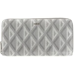 Christian Dior HOMME Recent Model CD Diamond Canvas Long Zip Wallet Zippy Light Gray Luxury Men's