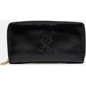 YSL YVES SAINT LAURENT Black Patent Leather Belle De Jour Zip Around Wallet