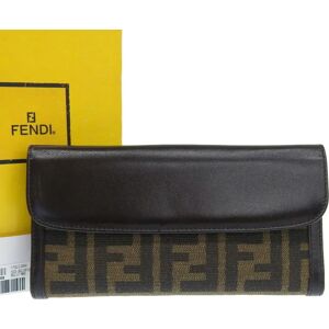 Fendi Zucca pattern FF long wallet with W canvas leather brown 2804 0339R 018