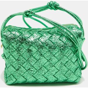 Bottega Veneta Metallic Green Intrecciato Leather Mini Loop Camera Bag