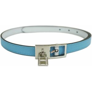 Hermes Lucky Reversible Belt 15mm 70cm Cadena Celeste x Blue Plume Silver Women's