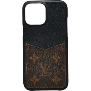 LOUIS VUITTON Monogram Bumper 13PRO MAX iphone Smartphone Case M46053 Black Brown Leather Ladies